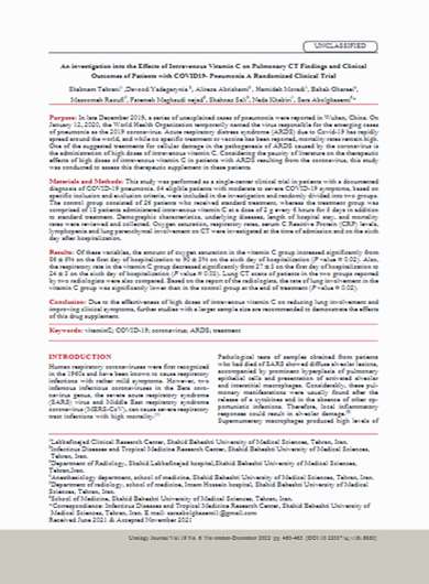 An investigation into the Effects of Intravenous Vitamin C on Pulmonary CT Findings and Clinical Outcomes of Patients with COVID